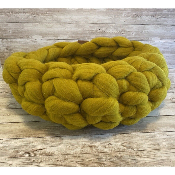Cat / Small Dog Yarn Bed Mustard Yellow Chunky Yarn Homemade Merino Wool Cozy - Picture 6 of 16